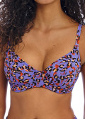 Freya Swim Santiago Nights Leopard bikiniöverdel plunge D-L kupa